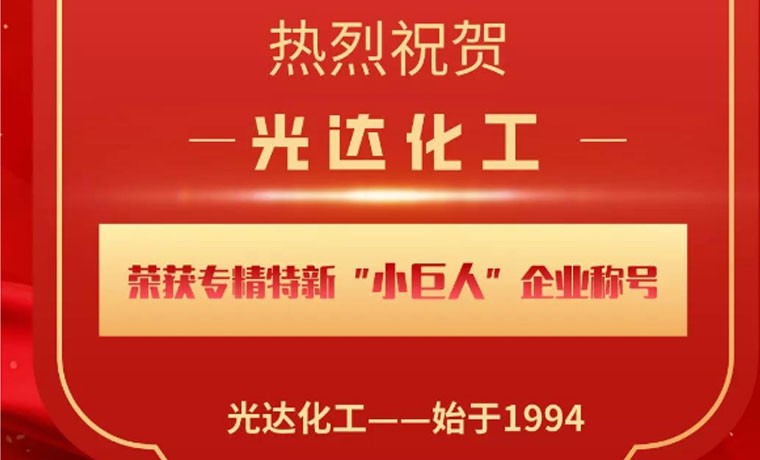 喜報(bào)！光達(dá)化工榮獲專精特新“小巨人”企業(yè)稱號(hào)！